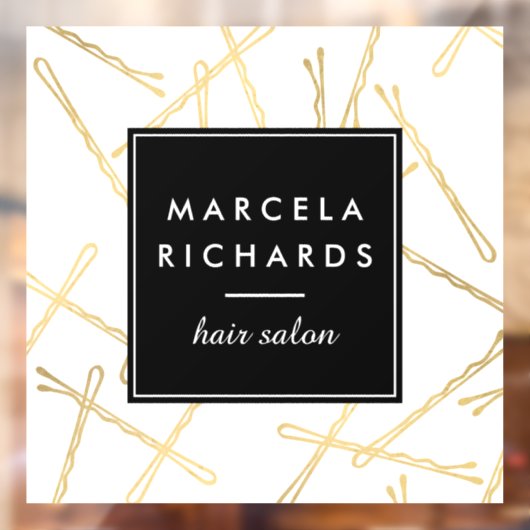 シックゴールドボビーピンズヘアスタイリストサロン ウィンドウサイン (シート2)