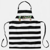 シックサボスフラワー白黒ストライプ エプロン (正面)