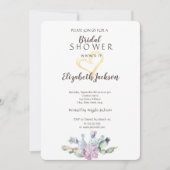 シックサボス金ゴールドグリッターハートブライダルシャワー 招待状 (正面)