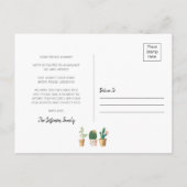 シックサボテンが植えられ、新しい根が動く 案内ポストカード (裏面)