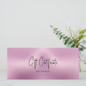 シックサロンメタリックピンク&ブラックギフト証明書 (スタンド正面)