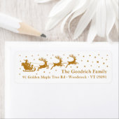 シックサンタズスリー金ゴールドクリスマス差出人住所 ラベル (インサイチュ)