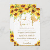 シックサンフラワーフローラフェアリーベビーシャワー誕生日 サンキューカード (正面/裏面)