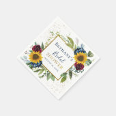 シックサンフラワーフローラ金ゴールドグリッターブライダルシャワー スタンダードカクテルナプキン (角)