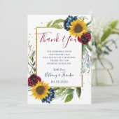 シックサンフラワーブルガンディネイビーブルーフローラ サンキューカード (スタンド正面)