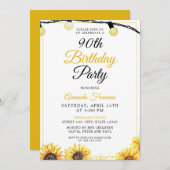 シックサンフラワー90誕生日 招待状 (正面/裏面)