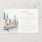 シックシカゴイリノイ市街風景ウェディングレセプション エンクロージャーカード (正面)