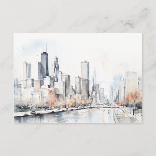 シックシカゴイリノイ結婚シティスケープ詳細 エンクロージャーカード (裏面)