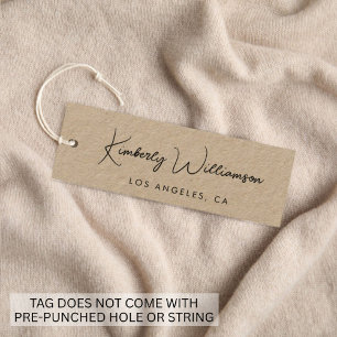 シックシグネチャースクリプトクラフト紙つるラベル スキニー名刺