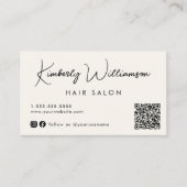 シックシグネチャースクリプトQRコードクリーム 名刺 (正面)