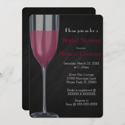シックシャンパエレガントンブライダルシャワー招待状 招待状 (正面/裏面)