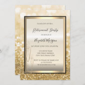 シックシャンパングラス金ゴールド《写真》ぼけ味退職 招待状 (正面/裏面)