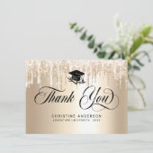 シックシャンパングリッターブラックスクリプト卒業 サンキューカード (スタンド正面)