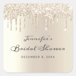 シックシャンパンドリッピンググリッターブライダルシャワー スクエアシール