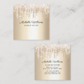 シックシャンパン滴下グリッタープロフェッショナル スクエア名刺 (正面/裏面)