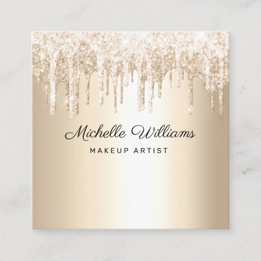 シックシャンパン滴下グリッタープロフェッショナル スクエア名刺 (正面)