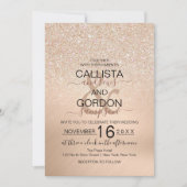 シックシャンパン金ゴールドグリッターメタリック結婚ズ 招待状 (正面)