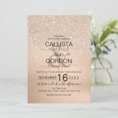 シックシャンパン金ゴールドグリッターメタリック結婚ズ 招待状 (スタンド正面)