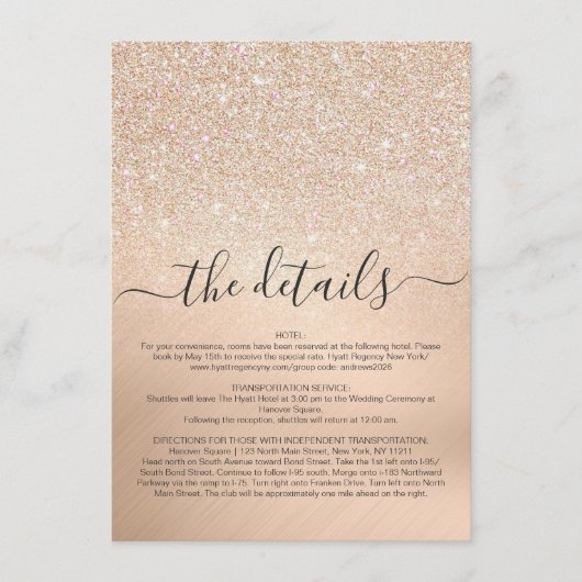 シックシャンパン金ゴールドグリッターメタリック詳細 エンクロージャーカード (正面)