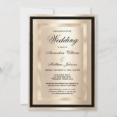 シックシャンパン金ゴールドブラックグラモールラグジュアリー結婚ズ 招待状 (正面)