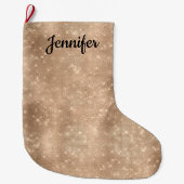 シックシャンパーニュ金ゴールドスパークルグリッツ ラージクリスマスストッキング (正面)