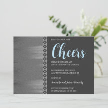 シックシルバーアールデコニューイヤーズ招待状