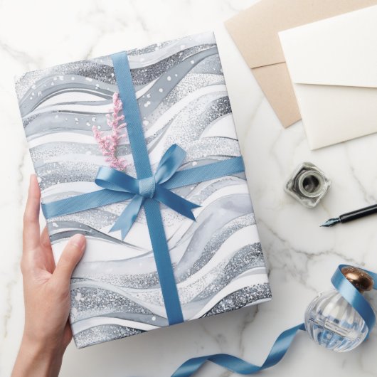 シックシルバーグラム抽象芸術誕生日 ラッピングペーパー (ギフト)