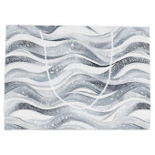 シックシルバーグラム抽象芸術誕生日 ラージペーパーバッグ (裏面)