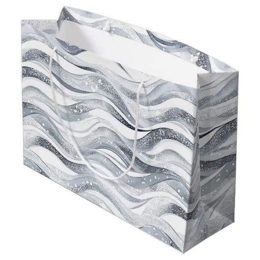 シックシルバーグラム抽象芸術誕生日 ラージペーパーバッグ (裏面アングル)