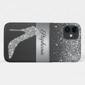 シックシルバーグリッターダイヤモンドハイヒール靴名 Case-Mate iPhoneケース (裏面(横))