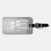 シックシルバーグリッタードリップススパークルズモノグラム名 ラゲッジタグ (正面横)
