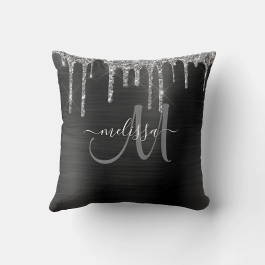 シックシルバーグリッタードリップスブラシ仕上げ金属名 クッション (裏面)