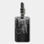 シックシルバーグリッタードリップスブラシ仕上げ金属名 ラゲッジタグ (正面縦)
