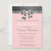 シックシルバーグリッター誕生日招待状 招待状 (正面)