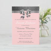 シックシルバーグリッター誕生日招待状 招待状 (スタンド正面)