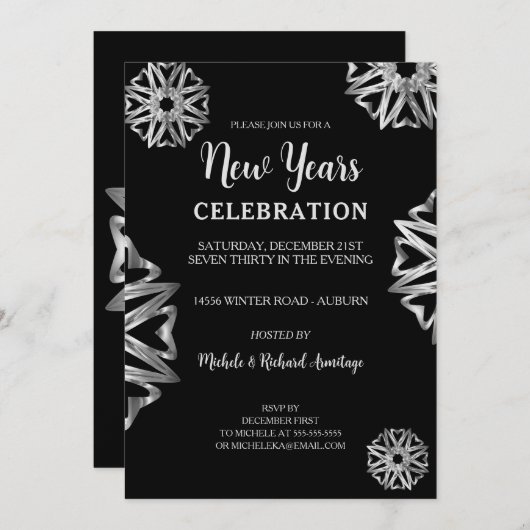 シックシルバースターズニューイヤー招待状 招待状 (正面/裏面)