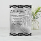 シックシルバーフォイルダイヤモンドアニーエイジ誕生日  サンキューカード (スタンド正面)