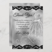 シックシルバーフォイルダイヤモンドアニーエイジ誕生日  サンキューカード (正面/裏面)