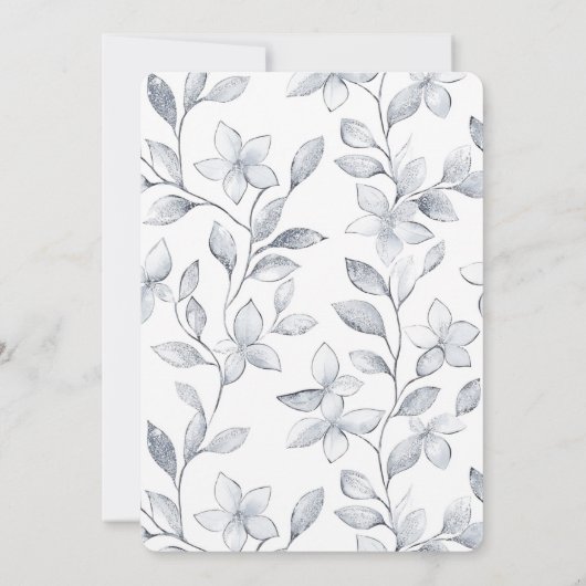 シックシルバーホワイトフローラ誕生日 招待状 (裏面)