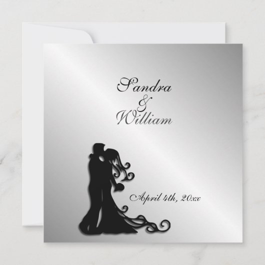 シックシルバー結婚式招待状 招待状 (裏面)