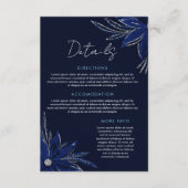シックシルバー&ネイビーブルーフローラ結婚ズ エンクロージャーカード (正面)