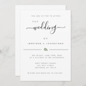 シックシンプルなウォーターカラーグリーナリー結婚式招待状 招待状 (正面/裏面)