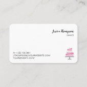 シックシンプルなカスタムベーカリー・ビジネス・ピンク・ケーキ 名刺 (裏面)