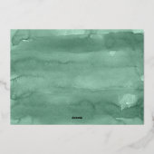 シックシンプルなブルー&グリーンブランチ結婚の写真 箔招待状 (裏面)