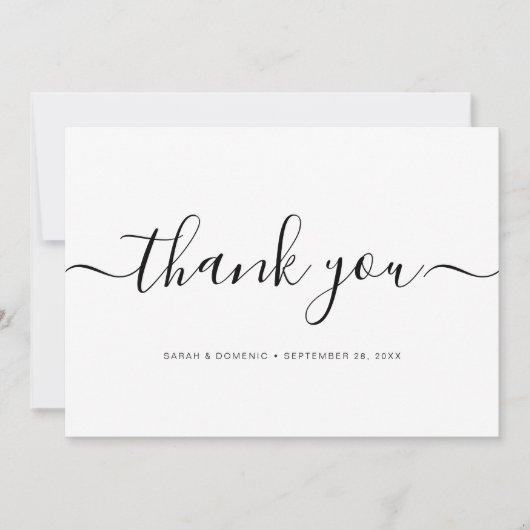 シックシンプルなミニマ結婚リストの写真 サンキューカード (正面)