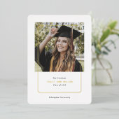 シックシンプルなモダン卒業発表 箔招待状 (立ち正面)