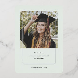 シックシンプルな写真卒業発表カード 箔シーズンカード