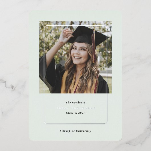 シックシンプルな写真卒業発表カード 箔シーズンカード (正面)