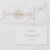 シックシンプルな名ホワ葉イトベージュフェイクリネン 名刺 (正面/裏面)