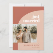 シックシンプルな桃のテラコッタ結婚アーチの写真 案内状 (正面)